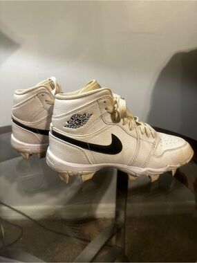 Nike White High-Top Football Cleats with Black Swoosh